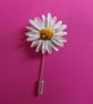 WHITE DAISY PIN : Hand Painted Marguerite Daisy Lapel Flower Brooch - Image 4
