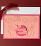 Hand-Printed Floral Birthday Card – Pink Blooms  - Image 1