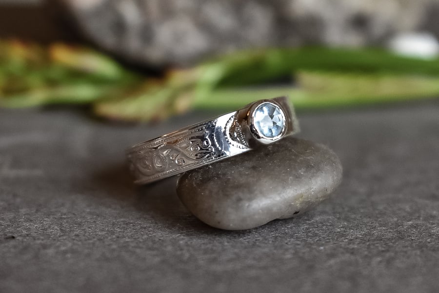 Topaz Celtic Ring, Sterling Silver Citrine Ring, Handmade Topaz Ring