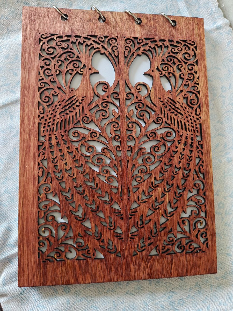 Decorative peacock wooden notebook
