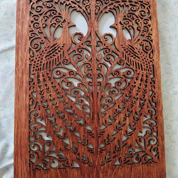 Decorative peacock wooden notebook