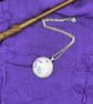 Halloween Pendant Necklace, Purple Snake & Potion Fabric Button Jewellery - Image 8