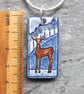 Handmade Ceramic Deer Pendant in blue - Image 3