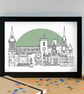 Rugby Warwickshire Skyline Art Print