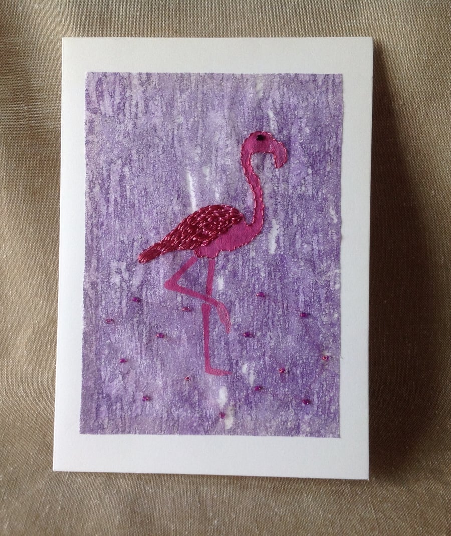 Pink Flamingo Blank Card