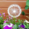 Hand Cut Glass Dandelion Stake, Garden Art Decoration