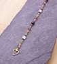 Rose Quartz bracelet - Gemstone and Purple cube bead gold chain bracelet - Image 5