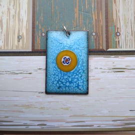 Blue pendant with millefiori in enamelled copper 253