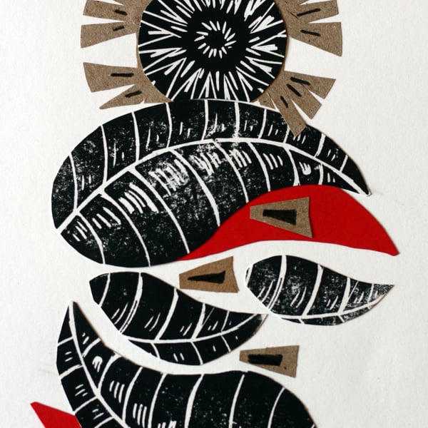 Linoprint Collage Sunrise