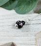 Black Flower Glass Bead Pendant, Sterling Silver & Onyx - Chain is Optional - Image 3