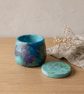 Aurora Borealis Jewellery Box Green and Blue Marbled Handmade Trinket Pot
