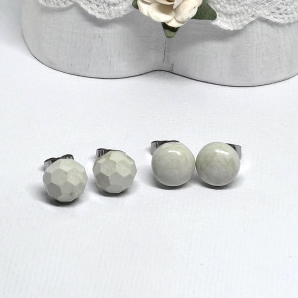 Green Button Mini Stud Earring Set