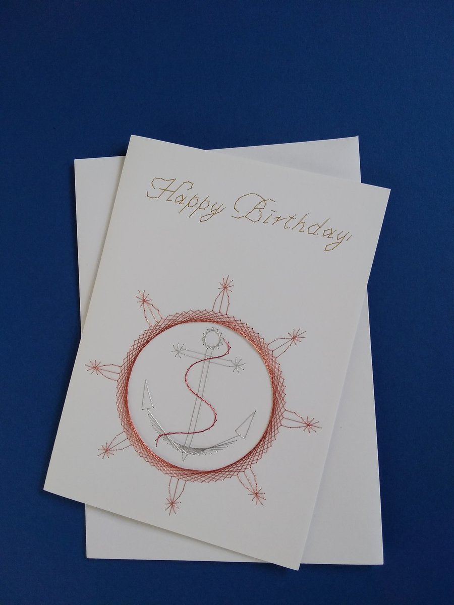 Ships Wheel and Anchor Birthday Card.