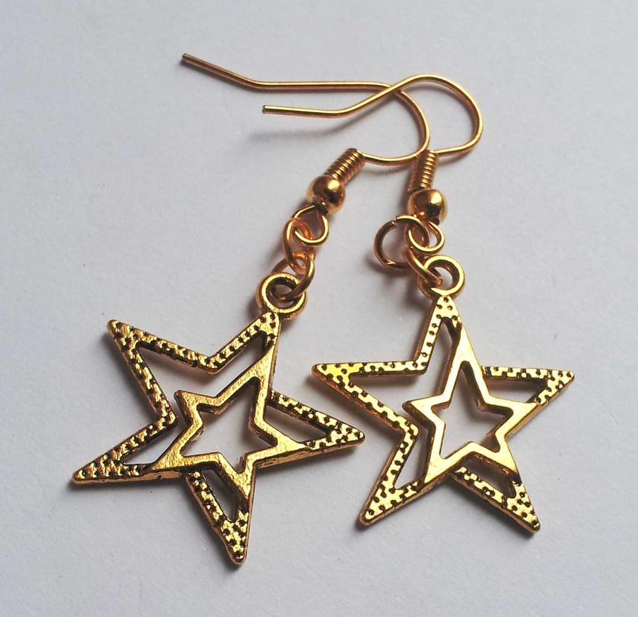 Gold Plate Celestial Star Earrings