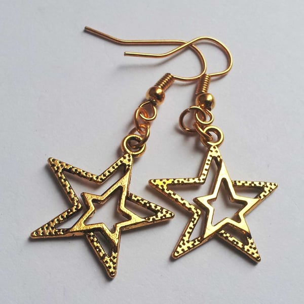 Gold Plate Celestial Star Earrings