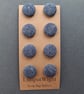 Set of eight scrap bag buttons - in blue and white woven fabric - Image 3