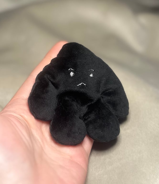Grump Black Yetling, Mini Pocket Yeti, sensory worry pal, super soft squishy