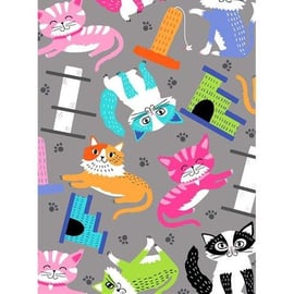 Fat Quarter Kitten Kaboodle Cats and Posts 100% Cotton Fabric