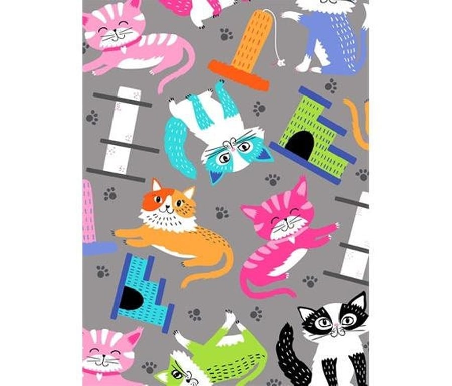 Fat Quarter Kitten Kaboodle Cats and Posts 100% Cotton Fabric