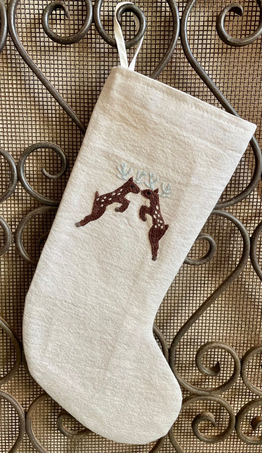 Hand Embroidered Christmas Stocking