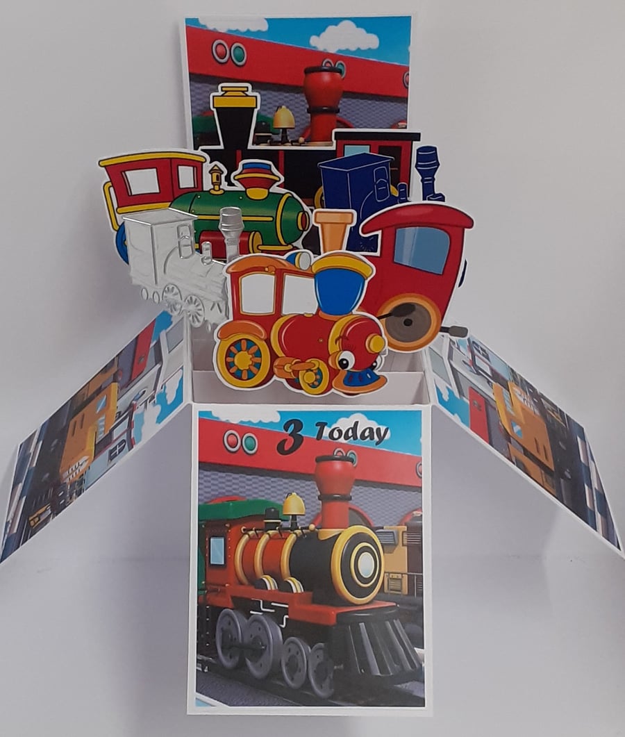 3rd Birthday Card with Trains