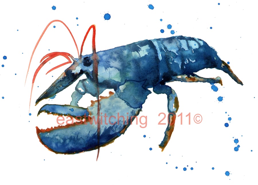 Watercolour LOBSTER Art Print for the BATHROOM