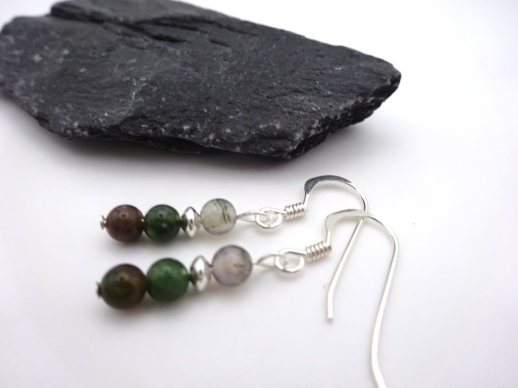 Indian agate gemstone earrings