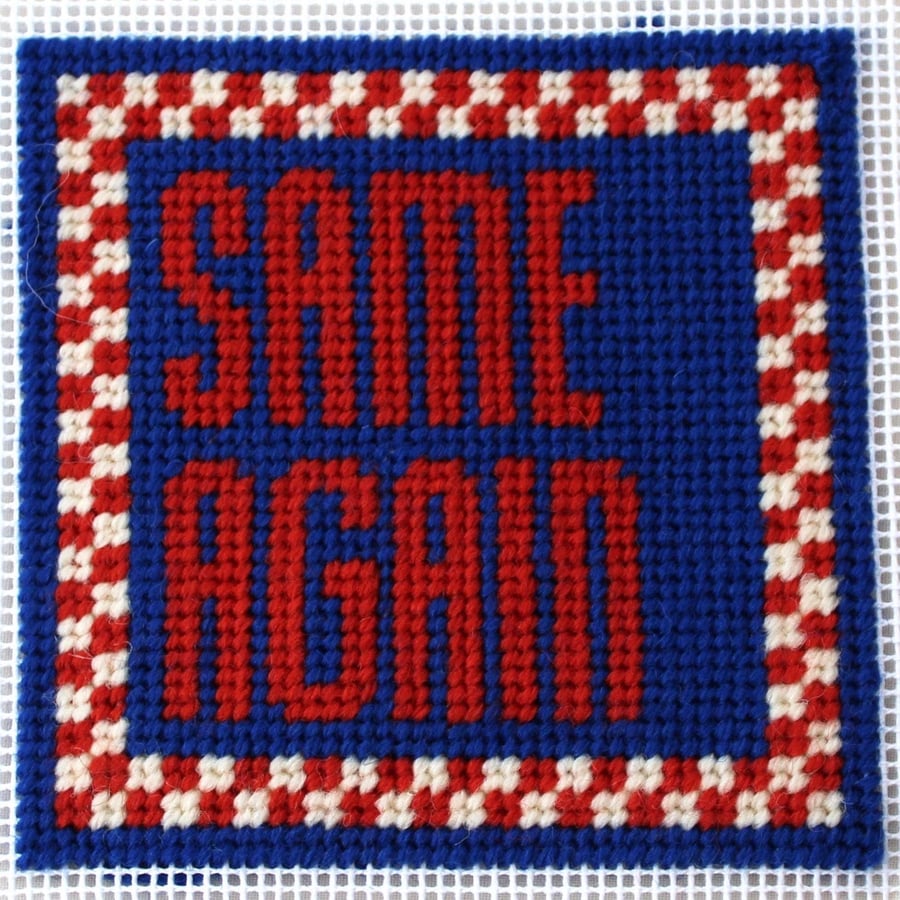 SAME AGAIN Modern Needlepoint Chart PDF - Retro Checkered Tapestry Pattern