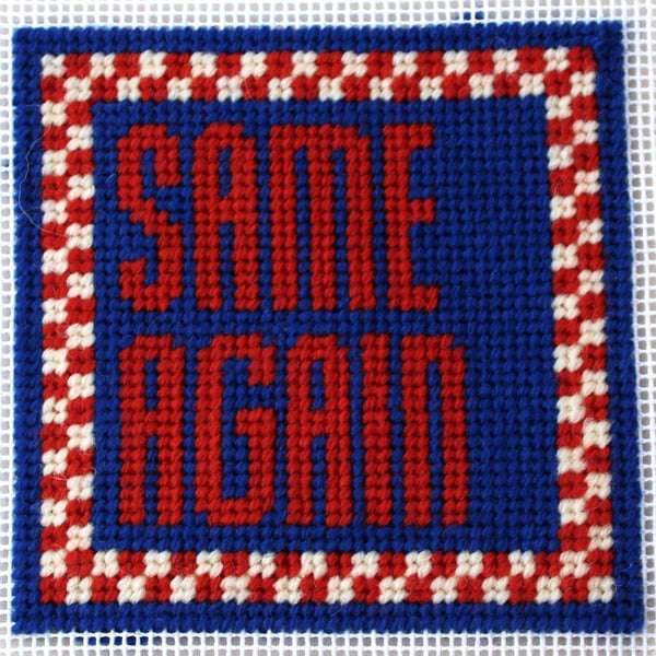 SAME AGAIN Modern Needlepoint Chart PDF - Retro Checkered Tapestry Pattern