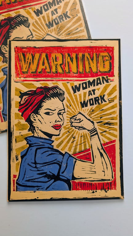 Woman at Work Lino Print 