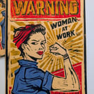 Woman at Work Lino Print 