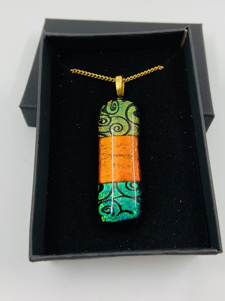 Hand made Dichroic Glass pendant.