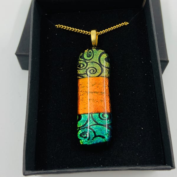 Hand made Dichroic Glass pendant.