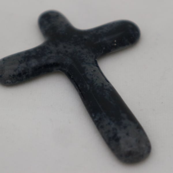 Handmade cast glass holding cross - Sorrow