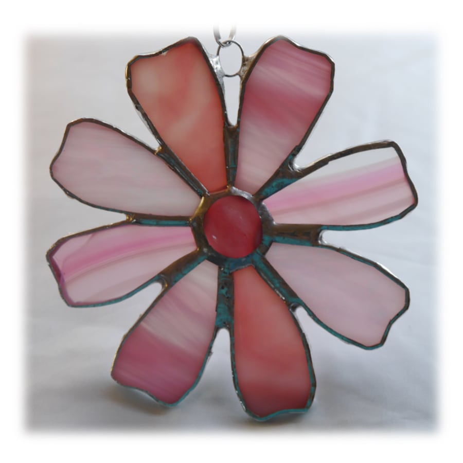 Cosmos Stained Glass Suncatcher Pink Flower
