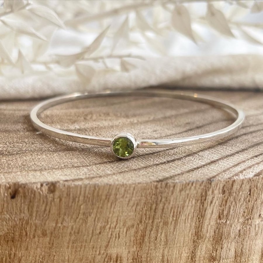 Peridot sterling silver bangle