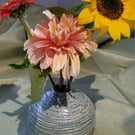 Small speckled green bud vase handmade pottery
