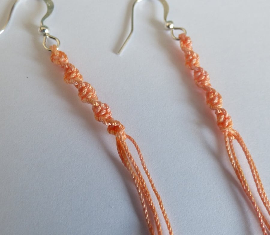 Orange macrame earrings