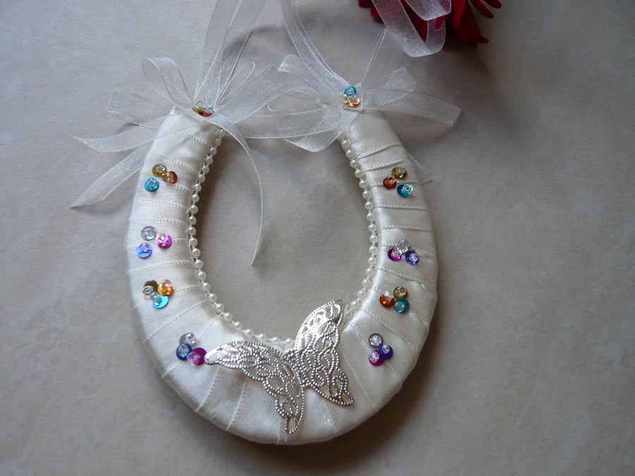 Wedding Horseshoe with Silver Butterfly