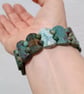 Green Rainforest Jasper Rectangular Beaded Stretch Cuff Bracelet - Image 2