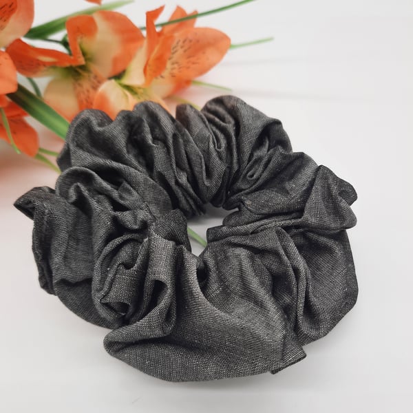 Slate grey hair scrunchie 