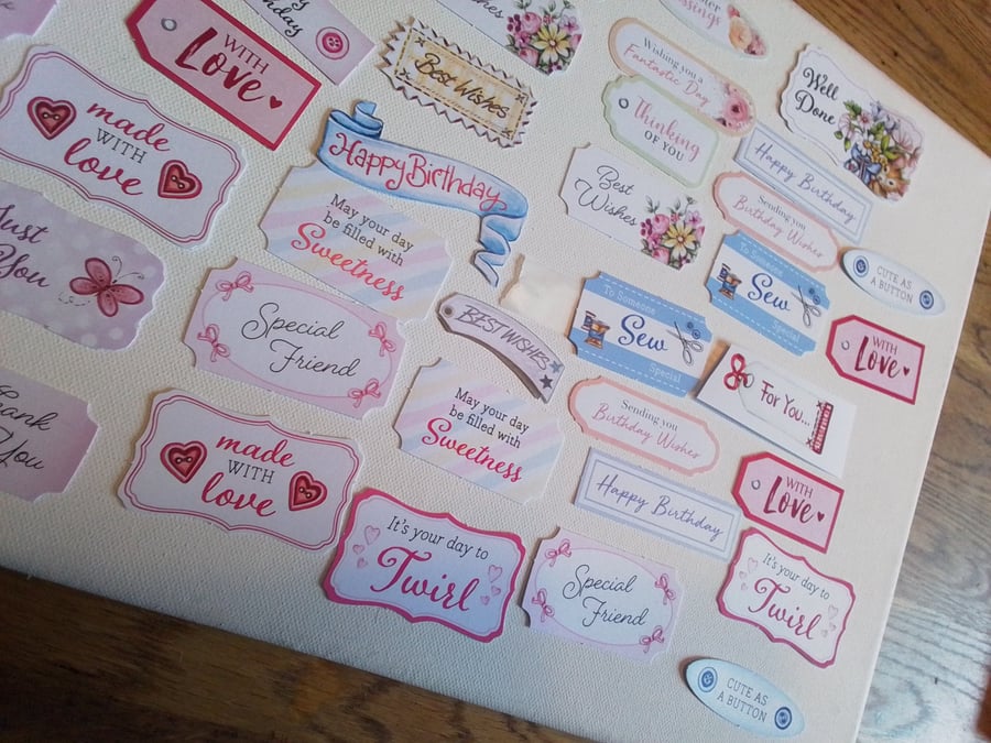 Sentiment toppers for card making. Ref 412