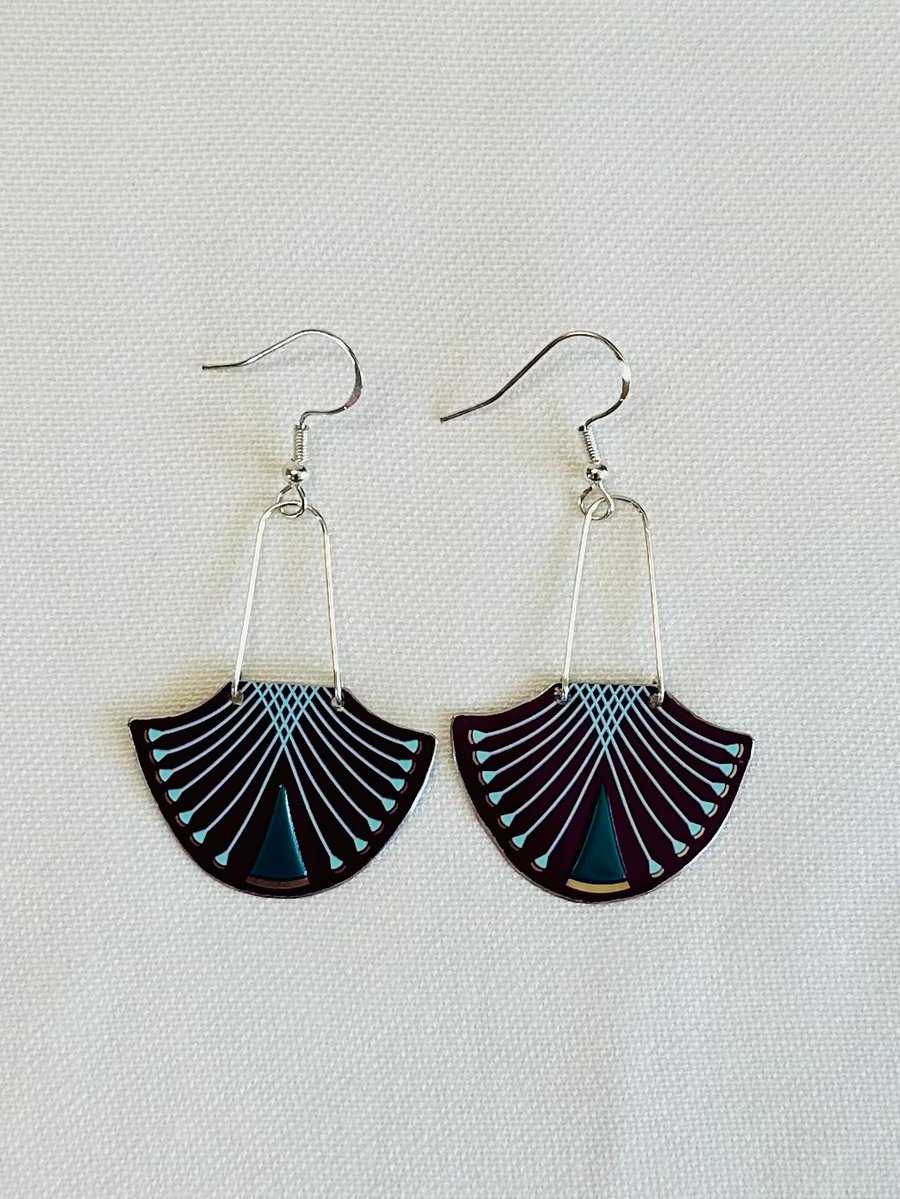 Art Deco style recycled tin earrings 