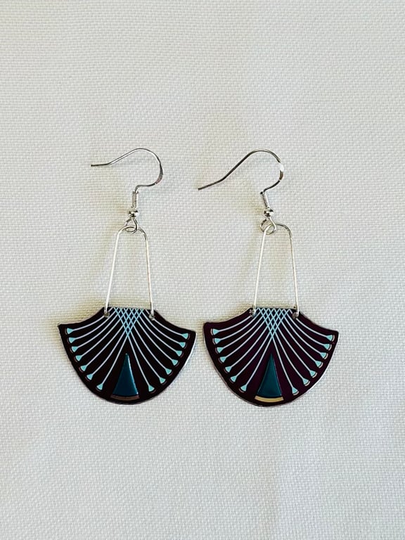 Art Deco style recycled tin earrings 