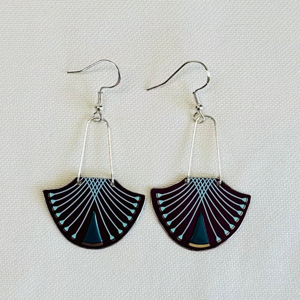 Art Deco style recycled tin earrings 