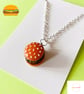 Hamburger in a Bun Necklace, 18 Inch Chain, Quirky Handmade Food Jewellery 