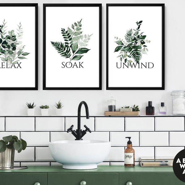 Home Decor Bathroom, Tropical Bathroom Aesthetic Spa Decoration, Botanical Print