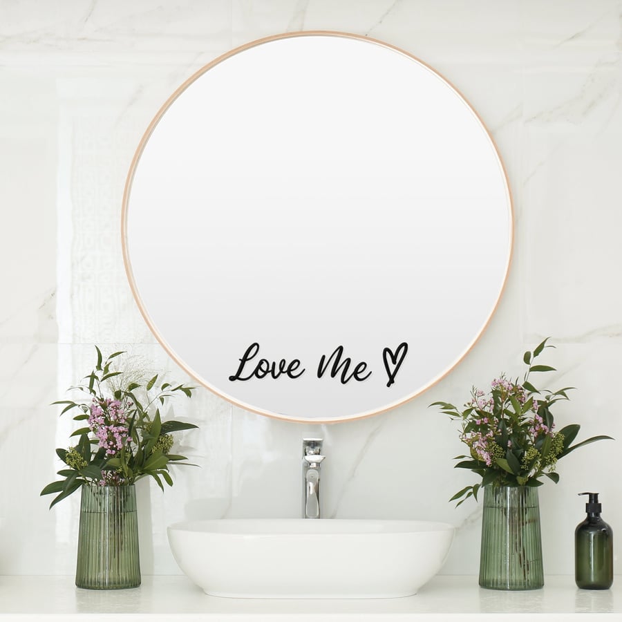 Mirror Sticker Decal Positive - Love Me Heart Cute Mirror Motivational Self love