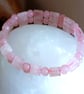 Stretchy Pink Rose Quartz Gemstone Cuff Stacker Bracelet - Image 4