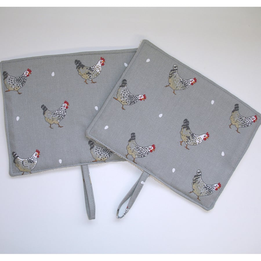 Pair of 212S Series Rayburn Royale Hob Lid Mat Pad Covers 2 x Chickens